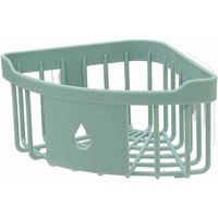 ZVD - Dreieckiger Aufbewahrungs-Organizer aus Kunststoff für Küche und Bad, Eckregal für die Dusche, Wandmontage, Korb-Caddy mit Saugnapf, Grün von ZVD