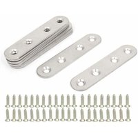ZVD-Edelstahl-Flachwinkel, 10 Stück Metallgelenkwinkel, Flache Gerade Befestigungswinkel, Metallplatten Flachwinkelwinkel, mit 40 Schrauben, für von ZVD