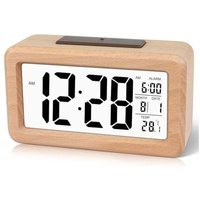 ZVD Einfach einzustellender digitaler Wecker aus Holz mit Temperatur, digitaler Wecker, Datum, Hintergrundbeleuchtung, Schlummerfunktion, für von ZVD
