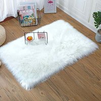 ZVD-Faux Schaffell Imitation Fleece Teppich Lammfell Teppich Flauschig Weich Langhaar Dekorative Stuhlkissen Sofa Matte (Weiß, 50x150cm) von ZVD