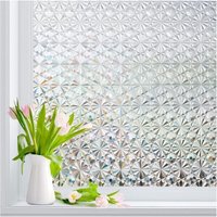 ZVD Fensterfolie Sichtschutz: Milchglas-Sichtschutzfolie für Glasfenster, 3D-Rautenmuster, dekorative selbstklebende Buntglasfolie für Home Office, von ZVD