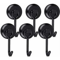 ZVD Leistungsstarke Magnethaken, Kühlschrankmagnethaken, schwarzer Neodym-Schwenkmagnet, Magnethaken, Magnethaken für Küche, Handtuch, Tisch, 6 Stück von ZVD