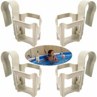 ZVD Pool-Getränkehalter: 4er-Pack multifunktionales Pool-Zubehör mit Halterung am Poolrand, Aufbewahrungskorb, abnehmbarem Getränkehalter für von ZVD