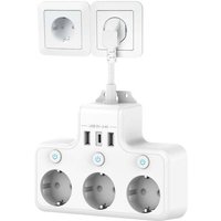Mehrfachsteckdose mit Einzelschalter, Steckdosenleiste mit USB C 3 Steckdosen und 3 USB-Ladegeräten, Wandsteckdosenleiste Mehrfachsteckdose mit Einzelschalter, Steckdosenleiste mit USB C 3 Steckdosen und 3 USB-Ladegeräten, Wandsteckdosenleiste von ZVD
