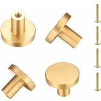 ZVD Runder Türgriff aus massivem Messing, Möbelgriff, Schubladengriff für Schränke, Kommoden, Küchen, Einloch-Goldgriff – 4 Stück (33 mm 20 mm) von ZVD