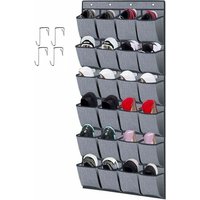 ZVD Schuhregal über der Tür, 24 Taschen, Schuhaufbewahrung, faltbarer Aufbewahrungstaschen-Organizer für Schuhsammlungen mit Haken, Leinengrau von ZVD