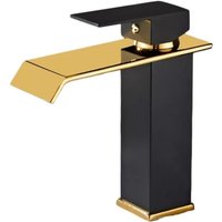 ZVD-Schwarzer Badezimmer-Waschbeckenhahn mit Kupferkern und Wasserfall, moderner Einhebel-Waschtischmischer für den Waschtisch, elegant und langlebig von ZVD