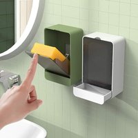 ZVD Seifenschale mit Deckel, Seifenbox zur Wandmontage, Seifenschale ohne Bohren, Abnehmbare Abtropfschale für Waschbecken, Dusche, Badezimmer, von ZVD