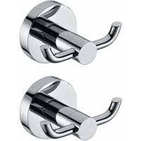 ZVD-Set mit 2 modernen Wandhaken aus poliertem Chrom, massives Messing, doppelter Handtuchhalter, Badezimmer, Toilette, Hut, Kleidung, Wandhalter von ZVD
