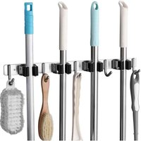ZVD Wandmontierter Besenhalter aus Edelstahl, Wandmontierter Besenaufhänger mit 4 Schlitzen und 5 Haken für Küche, Bad, Garage und Garten, Schwarz ZVD Wandmontierter Besenhalter aus Edelstahl, Wandmontierter Besenaufhänger mit 4 Schlitzen und 5 Haken für Küche, Bad, Garage und Garten, Schwarz von ZVD
