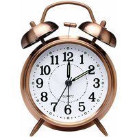 ZVD Wecker, altmodischer Nachttischwecker mit nicht tickender Doppelglocke, batteriebetriebener analoger Quarzwecker im Vintage-Stil mit Nachtlicht von ZVD