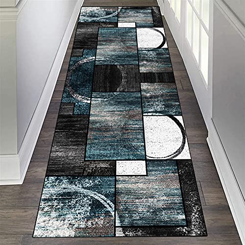 ZVEZVI Teppich Läufer Flur Korridor Schlafzimmer Blau und Grau Modern 60X400cm rutschfest Waschbar Vintage Kücheläufer Teppichläufer Polyester Meterware Anpassbar ZVEZVI Teppich Läufer Flur Korridor Schlafzimmer Blau und Grau Modern 60X400cm rutschfest Waschbar Vintage Kücheläufer Teppichläufer Polyester Meterware Anpassbar von ZVEZVI