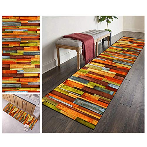 ZVEZVI Teppich Läufer Flur Küche rutschfest Waschbar 100X500CM Vintage Bunt Meterware, Teppichläufer Kücheläufer Polyester Anpassbar von ZVEZVI