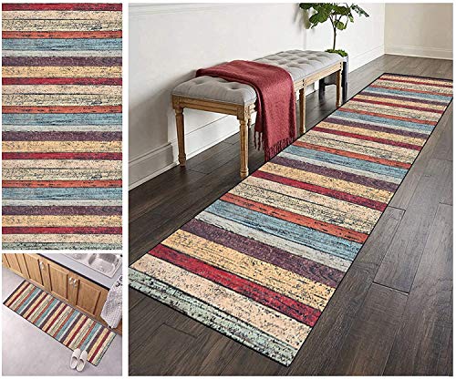 ZVEZVI Teppich Läufer Flur Küche rutschfest Waschbar Bunt 90X300cm Lange Vintage Kücheläufer Teppichläufer Polyester Meterware Anpassbar von ZVEZVI