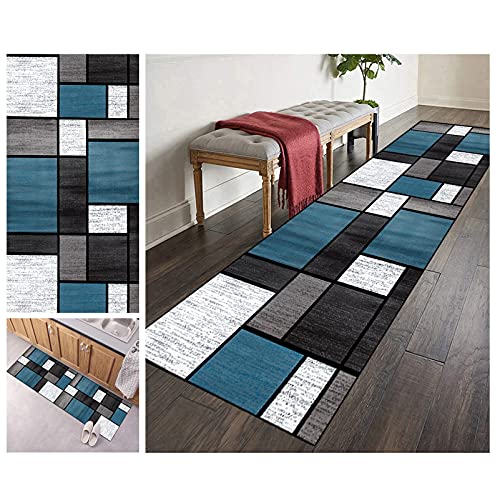 ZVEZVI Teppich Läufer Flur Küche rutschfest Waschbar Grau und Blau 70X120CM Vintage Meterware, Teppichläufer Kücheläufer Polyester Anpassbar ZVEZVI Teppich Läufer Flur Küche rutschfest Waschbar Grau und Blau 70X120CM Vintage Meterware, Teppichläufer Kücheläufer Polyester Anpassbar von ZVEZVI