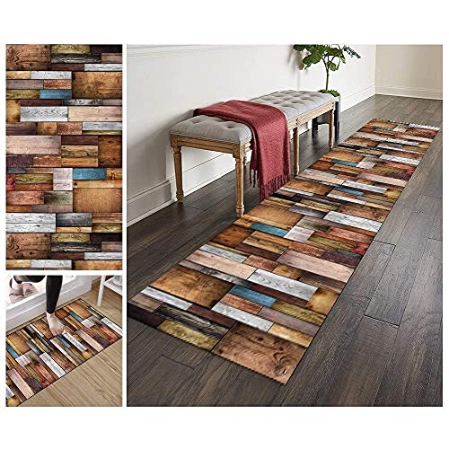ZVEZVI Teppich Läufer Flur Küche rutschfest Waschbar Holzbrettmuster 40x250cm Bunter Modern rutschfest Waschbar Vintage Kücheläufer Teppichläufer Polyester Meterware Anpassbar ZVEZVI Teppich Läufer Flur Küche rutschfest Waschbar Holzbrettmuster 40x250cm Bunter Modern rutschfest Waschbar Vintage Kücheläufer Teppichläufer Polyester Meterware Anpassbar von ZVEZVI
