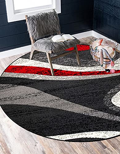 ZVEZVI Teppich Rund, Runde Teppiche 100 Bunt Grau und Rot Modern Waschbar rutschfest Wohnzimmer Schlafzimmer ZVEZVI Teppich Rund, Runde Teppiche 100 Bunt Grau und Rot Modern Waschbar rutschfest Wohnzimmer Schlafzimmer von ZVEZVI