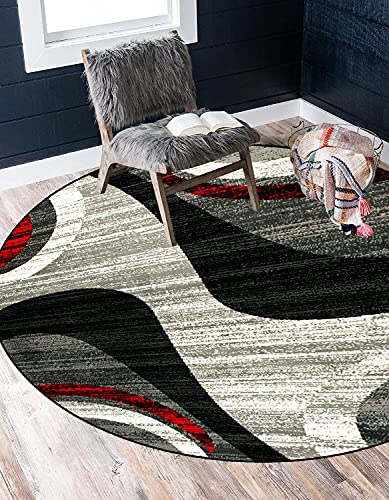 ZVEZVI Teppich Rund, Runde Teppiche 80 Bunt Grau und Rot Modern Waschbar rutschfest Wohnzimmer Schlafzimmer ZVEZVI Teppich Rund, Runde Teppiche 80 Bunt Grau und Rot Modern Waschbar rutschfest Wohnzimmer Schlafzimmer von ZVEZVI