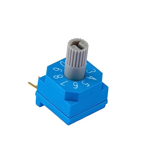1 Stück 10 blauer 4-zu-1-Pin-Drehkodierschalter mit Griff, 2,54-Pin-Pitch-Einstellrad von ZVGTFHIX