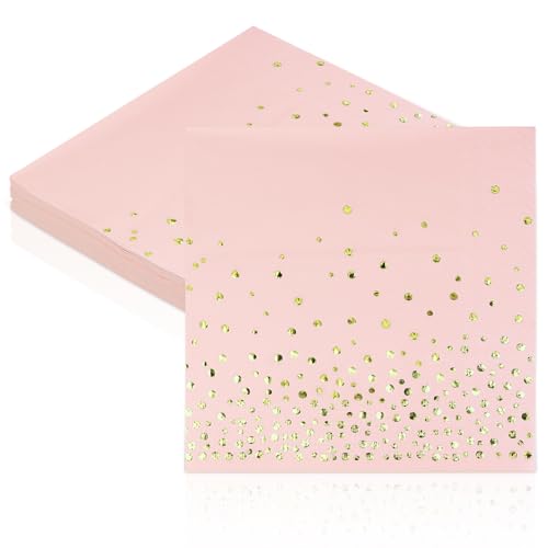 Rosa Gold Servietten, Party Papierservietten 20 Stück Cocktailservietten 33x33cm Abendessen-Servietten für Valentinstag, Brautparty, Hochzeitsfeier, Mädelsparty, Geburtstag von ZVK