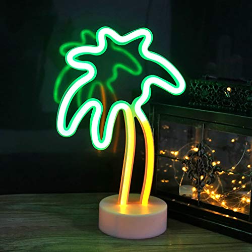 LED Kokosnussbaum Neonlicht Schild, ZVO Neon Light Wandleuchte Zeichen Innen, Batterie/USB Wandkunst Leuchtreklame Decoration Schreibtisch Nachtlicht für Weihnachten Kinder Schlafzimmer Wohnzimmer Bar von ZVO