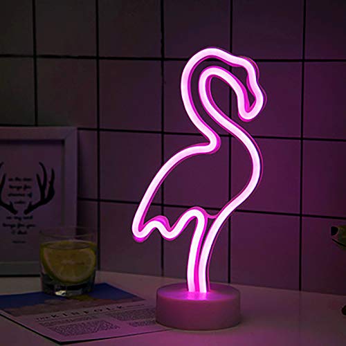 LED Rosa Flamingoförmige Neonlicht Schild, ZVO Neon Light Wandleuchte Zeichen Innen, Batterie/USB Wandkunst Leuchtreklame Decoration Schreibtisch Nachtlicht für Weihnachten Kinder Schlafzimmer Bar von ZVO