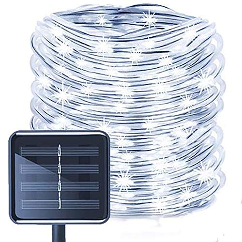 ZVO Solar Lichtschlauch Lichterkette Außen - 10M 100 LED Schlauch Lichterkette PVC Rope Innen - 8 Modi Wasserdichte Aussen Dekorative für Garten Balkon Terasse Yard Hochzeit Party Festival (Weiß) von ZVO