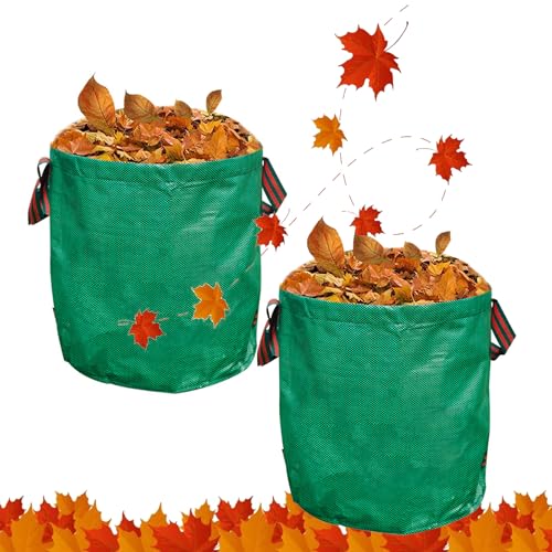 ZVO 2x 272L Gartensack, Gartenabfallsack Groß, Laubsack Abfallsack Selbststehend 4 Griffe Stabil Robust & Faltbar, Laubsäcke Rasenschnitt für Gras Hecke Fallende Blätter Pflanzenreste von ZVO