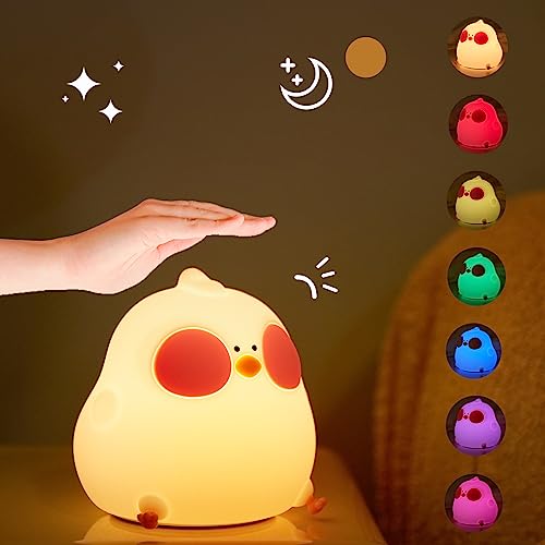 ZVO LED Nachtlicht Kinder, Hühn Nachttischlampe mit 7 Farbe, Hühner Nachtlamp mit Touch Control Timer Dimmable für Kinderzimmer Schlaflichter Babyzimmer Deko Geburtstag(Hühn) von ZVO