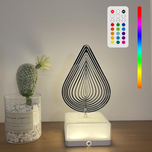 ZVO LED Nachttischlampe, Kreative 3D Drehbare Tischlampe Kabellos, 16 RGB Nachtlampe Touch Dimmbare Aufladbar Akku Tischleuchte Atmosphäre Nachtlicht für Schlafzimmer Wohnzimmer - Wassertropfen von ZVO