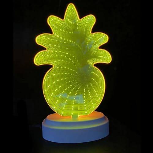 ZVO LED Neonschild Nachtlicht, LED Ananas Spiegel Tunnel Licht Leuchtreklame Dekoration, Batterie/USB Spiegel mit 3D-Effekt Neon Sign für Weihnachten Kinder Spielzimmer Bar Club Party Dekor von ZVO