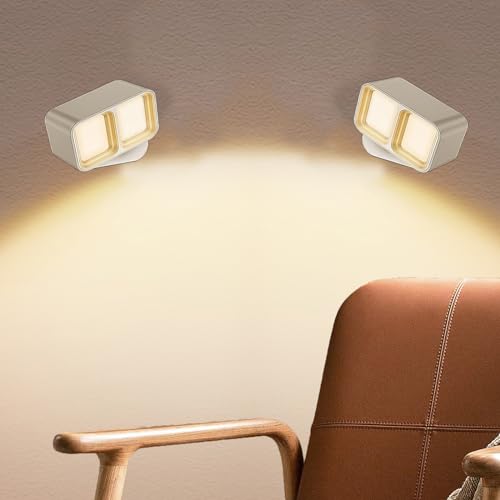 ZVO LED Wandleuchte Innen, Wandlampe mit Akku, Touch Control 3 Farbmodi 3 Helligkeit Nachttischlampe, 360° drehbare für Wohnzimmer Schlafzimmer Treppenhaus Flur Kabellose Wandleuchten(Weiß) von ZVO