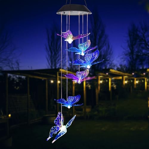 ZVO Schmetterling Solar Windspiel Garten - Solar Schmetterlinge für außen Hängend, Balkondeko Hängeleuchte für Mama Oma Kind - Mehrfarbig von ZVO