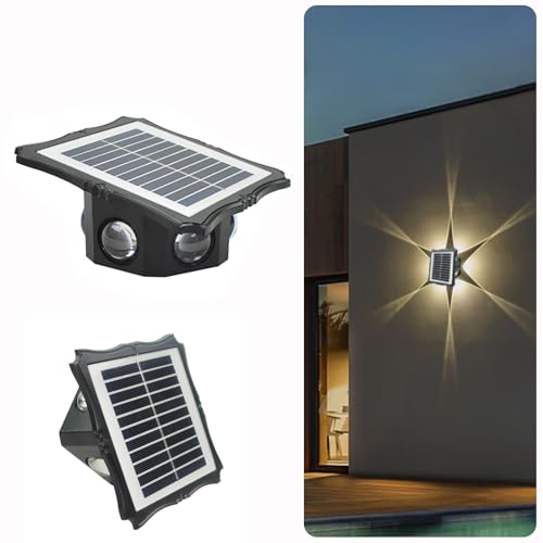 ZVO Solarleuchte für Außen Garten, Solar Wandleuchte Außen 6LED Up and Down Leuchten Dekorative Beleuchtung IP65 Wasserdicht Kabellos Solarlampen für Aussen Balkon Terrasse Garage (Warmweiß) von ZVO