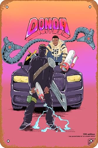 Kanye West x Roddy Ricch "Pure Souls" Zeichnung Musik Blechschild Poster Retro Vintage Metall Bar Club Wandkunst Dekoration 20,3 x 30,5 cm von ZVUCEEC