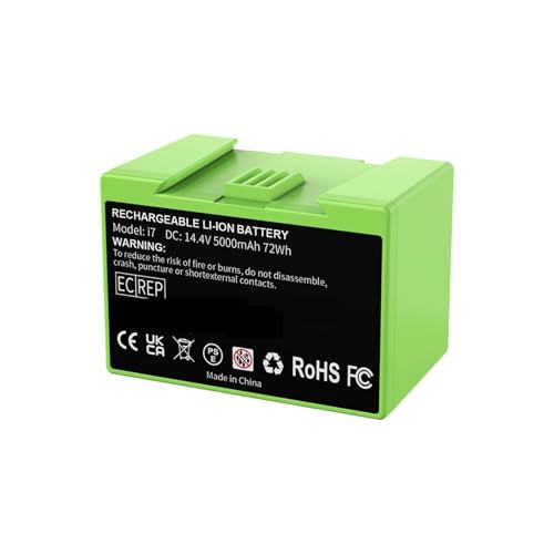 ZVVOEDMR Kompatibel Mit Roomba, I7 Akku 14,4 V 5000 MAh for I3 I4 I5 I6 I7 I8 J7 E5 Serie Staubsauger Ersatzakku(1Pack 5000mAh) von ZVVOEDMR