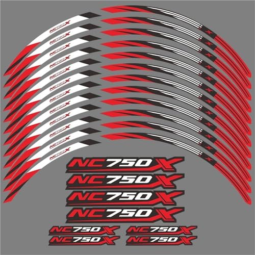 Felgenrandaufkleber Motorrad-Radaufkleber, Wasserdichter Felgenstreifen, Zubehör Für NC750 NC 750 X 750X NC750X 2014-2024 2023 2022 2020 2021 Radaufkleber(ROT) von ZWBHNB