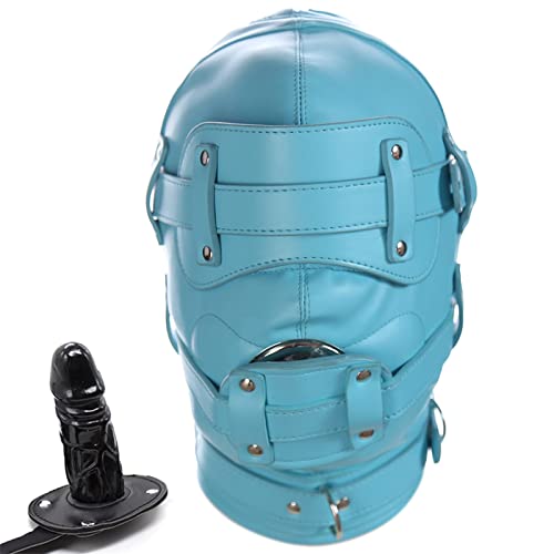 ZWBHSH BDSM Maske Mit Dildo Mund Gag, Bondage Leder Isolationsmaske Mundknebel Abnehmbarem Herren Damen Fetisch Sklave Einstellbar Sex Spielzeug Für Paar,M,Blue ZWBHSH BDSM Maske Mit Dildo Mund Gag, Bondage Leder Isolationsmaske Mundknebel Abnehmbarem Herren Damen Fetisch Sklave Einstellbar Sex Spielzeug Für Paar,M,Blue von ZWBHSH