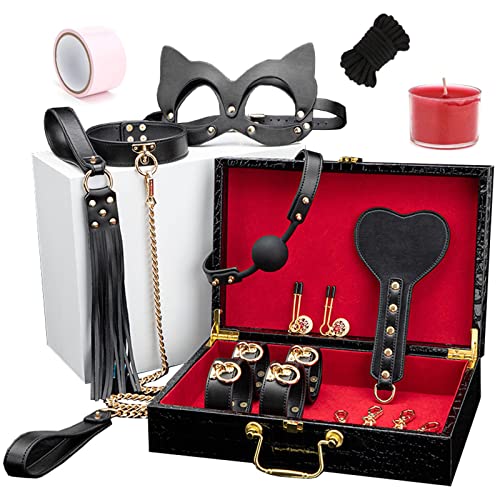ZWBHSH SM 12 Stück Bondage Set Mit Koffer Fesseln Sex Set Für Anfänger Und Erfahr Fesselset Bettfesseln Einstellbar BDSM Sextoys Weiches Ledermaterial Fetisch Erotisches Sexspielzeug,Black ZWBHSH SM 12 Stück Bondage Set Mit Koffer Fesseln Sex Set Für Anfänger Und Erfahr Fesselset Bettfesseln Einstellbar BDSM Sextoys Weiches Ledermaterial Fetisch Erotisches Sexspielzeug,Black von ZWBHSH