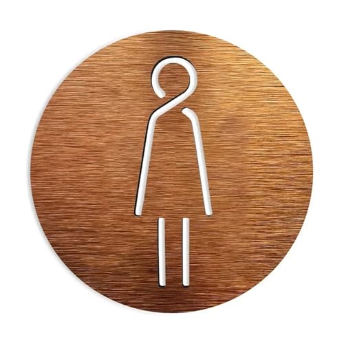 Toiletten-Türschild, alle Geschlechter, Toilettenschilder, Badezimmer-Plaketten, WC-Verbundaluminiumplatte, Gold und Silber WC-Schilder(Gold 2,10x10cm) von ZWCSHUU