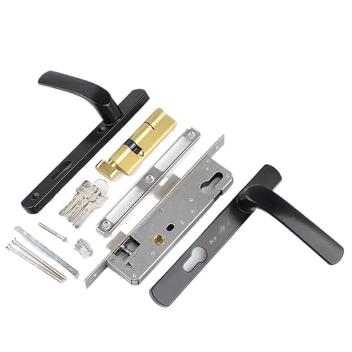 Türgriff Badezimmertürschloss, Türschloss aus Aluminiumlegierung, Badezimmertürgriff, Griff, Zubehör for Schlosskörper-Set(Black kit) von ZWCSHUU