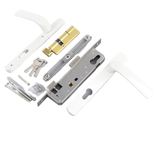 Türgriff Badezimmertürschloss, Türschloss aus Aluminiumlegierung, Badezimmertürgriff, Griff, Zubehör for Schlosskörper-Set(White kit) von ZWCSHUU