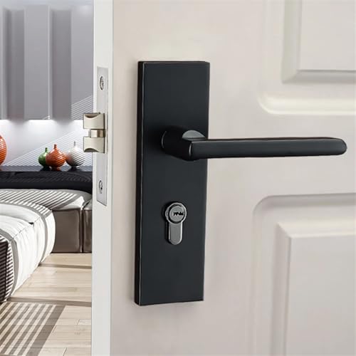 ZWCSHUU Türgriff 1 Set Zinklegierung Silent Room Türschloss Einzelzunge Schwarz Griff Schloss Holztür Schlafzimmer Wohnzimmer Türgriff ZWCSHUU Türgriff 1 Set Zinklegierung Silent Room Türschloss Einzelzunge Schwarz Griff Schloss Holztür Schlafzimmer Wohnzimmer Türgriff von ZWCSHUU