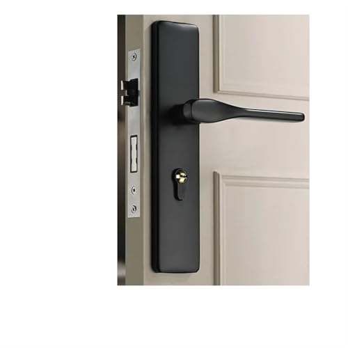 ZWCSHUU Türgriff 1set Innen Schlafzimmer Schloss Massivholz Haushalt Tür Griff Kupfer Gebürstet Licht Luxus Hardware Zubehör(Black) von ZWCSHUU