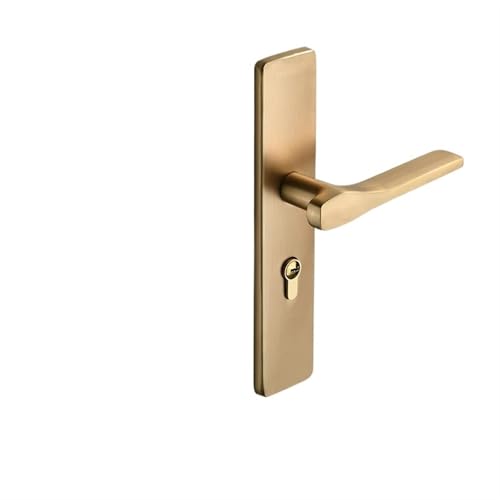 ZWCSHUU Türgriff 1set Innen Schlafzimmer Schloss Massivholz Haushalt Tür Griff Kupfer Gebürstet Licht Luxus Hardware Zubehör(Gold) von ZWCSHUU