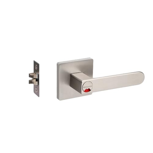 ZWCSHUU Türgriff Badezimmer-Dreipolschloss mit roter und grüner Anzeige, Schloss, Innentürschloss, Badezimmertürgriff, Einzelzungengriffschloss(Brushed silver) von ZWCSHUU