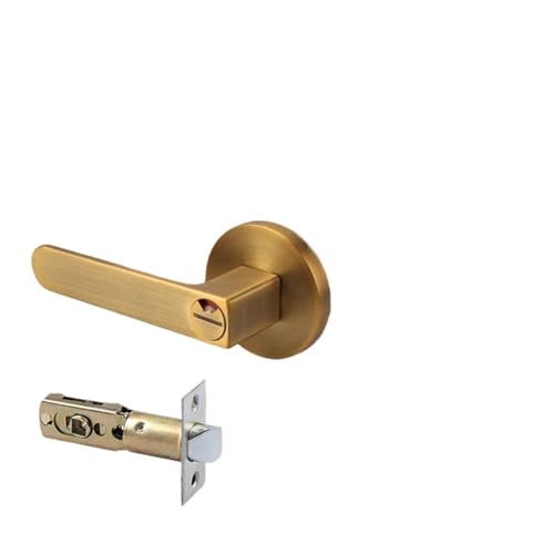 ZWCSHUU Türgriff Badezimmer-Rot- und Grünanzeige-Schloss for Innentüren mit Schlüssel, Türgriffschloss, geräuschloses Haushaltsschloss Einzelzungengriff(Gold-keyless) von ZWCSHUU