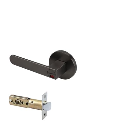 ZWCSHUU Türgriff Badezimmer-Rot- und Grünanzeige-Schloss for Innentüren mit Schlüssel, Türgriffschloss, geräuschloses Haushaltsschloss Einzelzungengriff(Gray-keyless) von ZWCSHUU