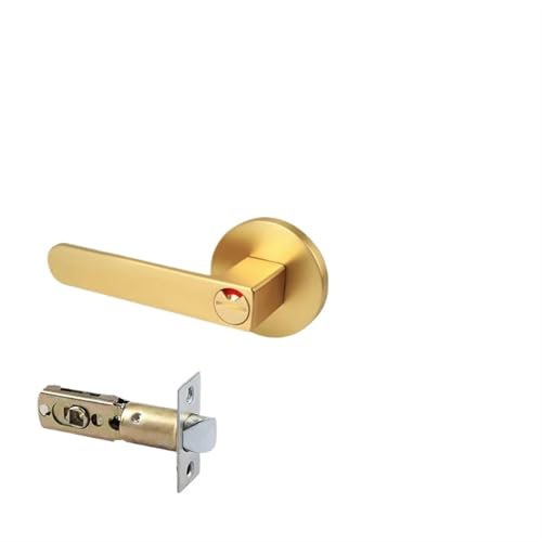 ZWCSHUU Türgriff Badezimmer-Rot- und Grünanzeige-Schloss for Innentüren mit Schlüssel, Türgriffschloss, geräuschloses Haushaltsschloss Einzelzungengriff(Light Gold-keyless) von ZWCSHUU