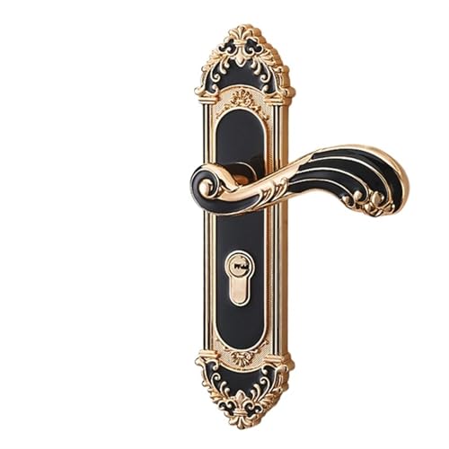 ZWCSHUU Türgriff Goldene Türschlösser mit Schlüsseln, Türgriff, weißes Sicherheits-Eingangstürschloss, stumm, Diebstahlschutz, Türbeschläge(Black Gold) von ZWCSHUU